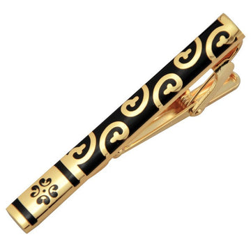 Mens Necktie Bar Clip In Stainless Steel Gold And Black Outfits For Men-Unique Regalia